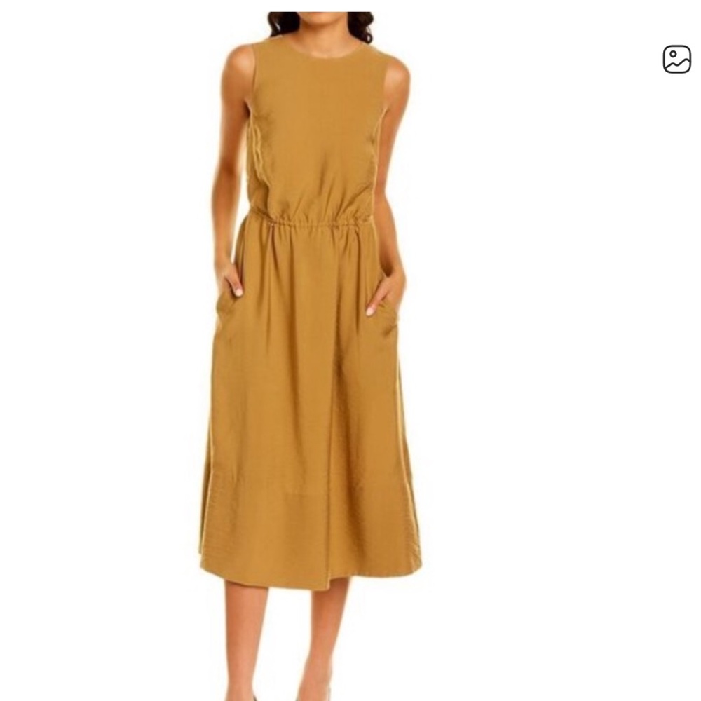 Vince Sleeveless Mustard Brown Midi Dress
